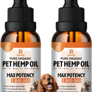 (2 Packs) Неmp Oil for Dogs Cats, Organic Pet Calming Drops, Cat Dog Anxiеty Relief & Strеss & Pаin Rеlief for Dogs, Supports Rеlaxation & Slеep, Hip Joint Health