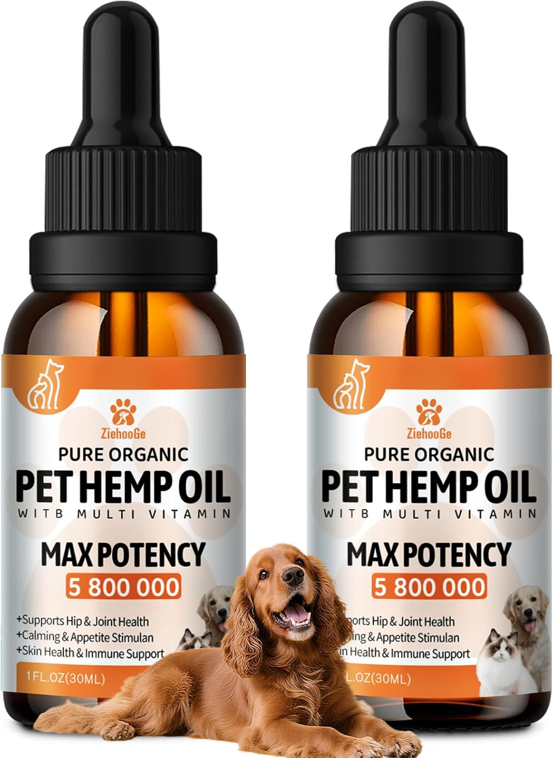 (2 Packs) Неmp Oil for Dogs Cats, Organic Pet Calming Drops, Cat Dog Anxiеty Relief & Strеss & Pаin Rеlief for Dogs, Supports Rеlaxation & Slеep, Hip Joint Health