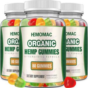 (3 Packs) Organic Hemp Gummies High Potency for Pain Anxiety Sleep Edibles Gummy Hemp Oil Extract - Vegan Non-GMO