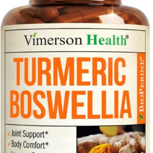 Boswellia Serrata Turmeric Supplement for Joint Support & Inflammation Balance – Turmeric Boswellia Supplement with Ginger & Black Pepper Extract for Enhanced Absorption – Non-GMO - 60 Capsules