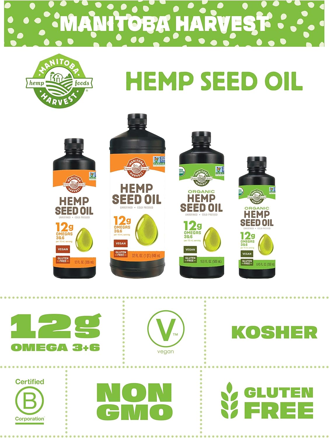 Manitoba Harvest Organic Hemp Oil, Cold Pressed, 12g of Omegas 3&6 Per Serving, Non-GMO, 16.9 Fl Oz - Image 2