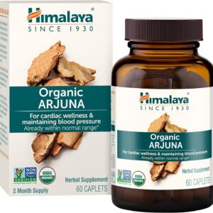 Himalaya Organic Arjuna, 60 Day Supply - Herbal Supplement Supporting Heart Health and Normal Blood Pressure - USDA Organic, Vegan, Non-GMO, Gluten Free, 700 mg, 60 Caplets