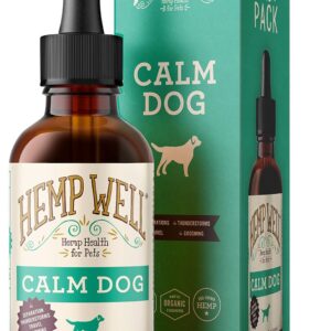 Hemp Well Calm Dog Oil – Natural Anxiety & Stress Relief for Dogs – Eases Nervousness, Promotes Relaxation & Balanced Behavior – Organic Hemp & Melatonin Formula – for Small & Large Dogs – 2 oz