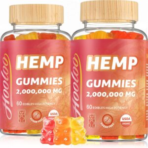 HOOLOO Hemp Gummies for Adult – High Potency 2,000,000MG, 100% Natural Pure Organic Sugar Free Fruity Hemp Gummies, Made in USA