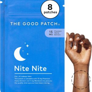 The Good Patch Nite Nite Sleep Patch Support with Hemp and Melatonin, Sustained Release, Natural Patch, Plant Powered Wearable Wellness (8 Total Patches)