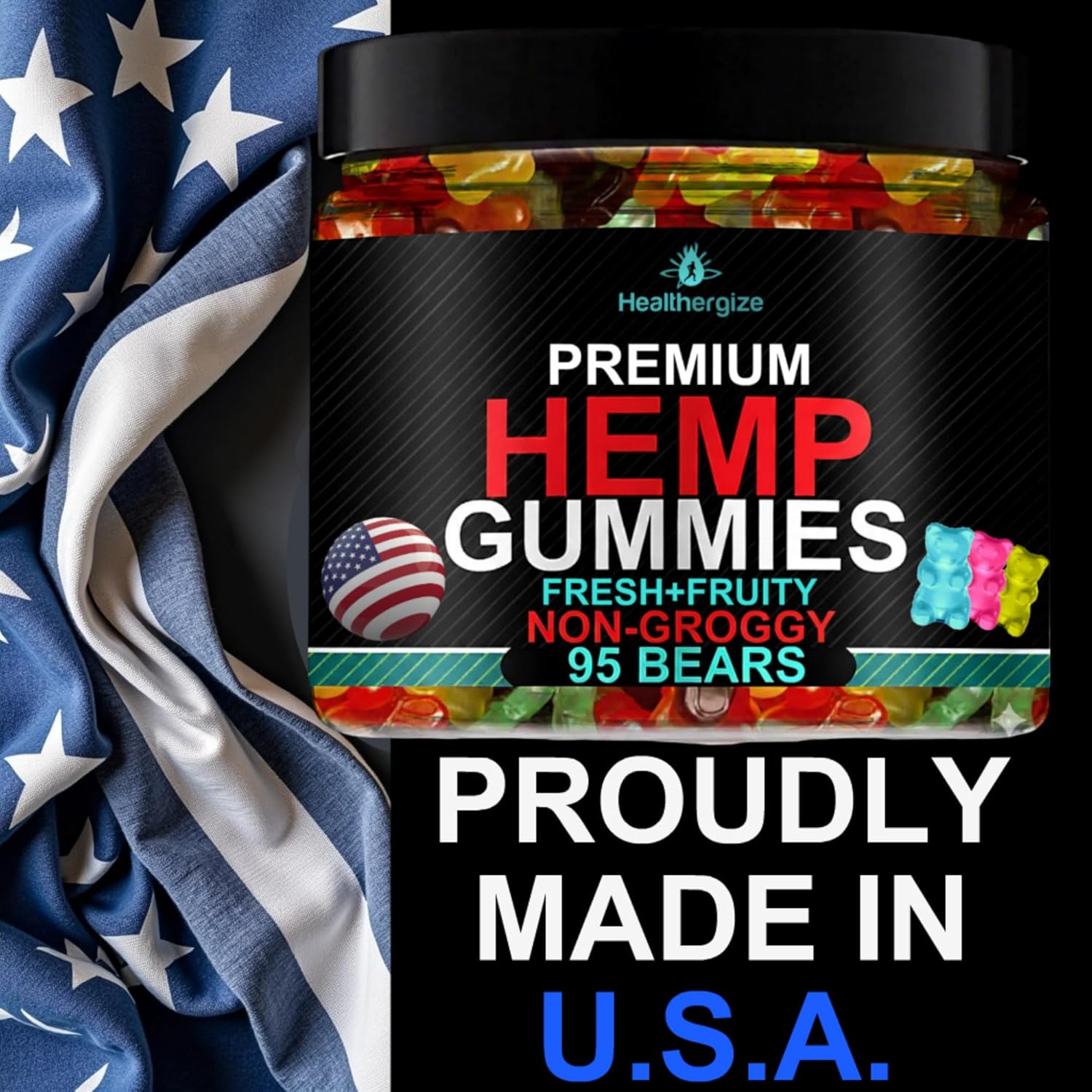 Hemp Gummies Sleep Edibles for Peace and Relaxation-Hemp Oil Infused Gummy Bears Candy-Natural Omega-Made in USA-95 Count - Image 3