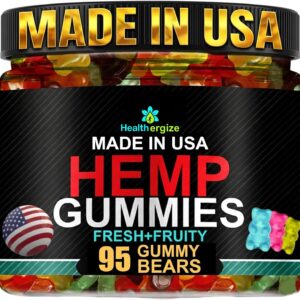 Hemp Gummies Sleep Edibles for Peace and Relaxation-Hemp Oil Infused Gummy Bears Candy-Natural Omega-Made in USA-95 Count