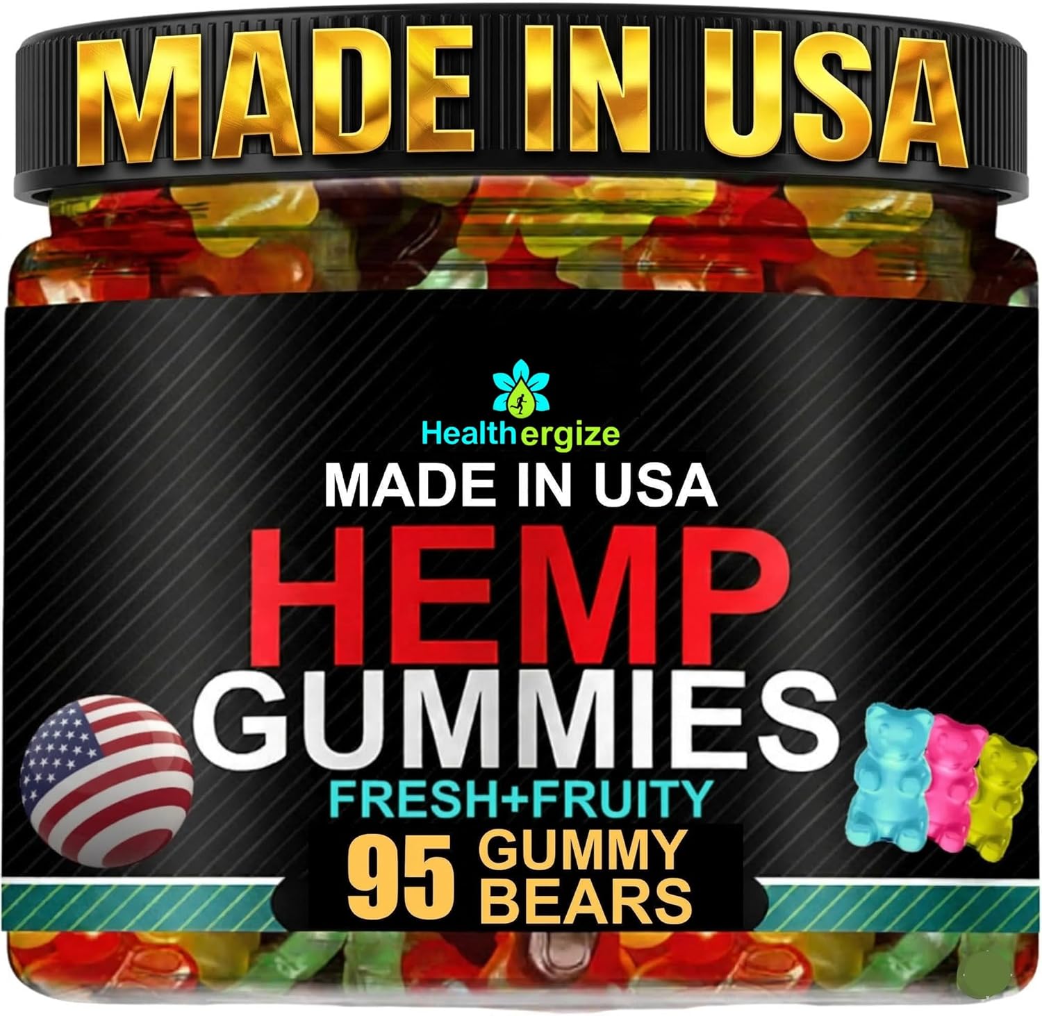 Hemp Gummies Sleep Edibles for Peace and Relaxation-Hemp Oil Infused Gummy Bears Candy-Natural Omega-Made in USA-95 Count