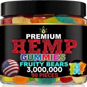 Hemp Gummies for Sleep-Bedtime Candy Support, Relax, Calm-Hempoil Gummy Bears Peace and Relaxation-Fruity Flavors-Natural Omega Hemp Edibles-Made in USA-90 Bears