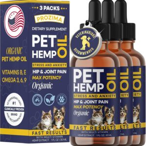 Hemp Oil for Dogs and Cats 3 Pack Organic Helps with Аnxiеty, Calming, Pain Relief, Hip Joint, Arthritis, Seizures Supplement for Smal & Large Pets with Omega 3-6-9 Oil Fast Results