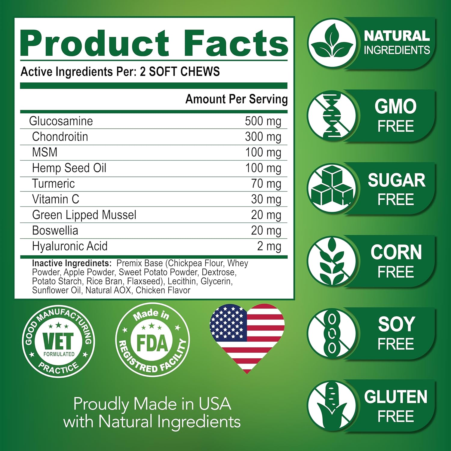 Vet Promise Hemp Hip and Joint Support Supplement for Dogs - Glucosamine for Dogs - Hemp Oil, MSM, Chondroitin - Support for Joint Pain Relief and Health - 120 Soft Chews - Made in USA - Image 6