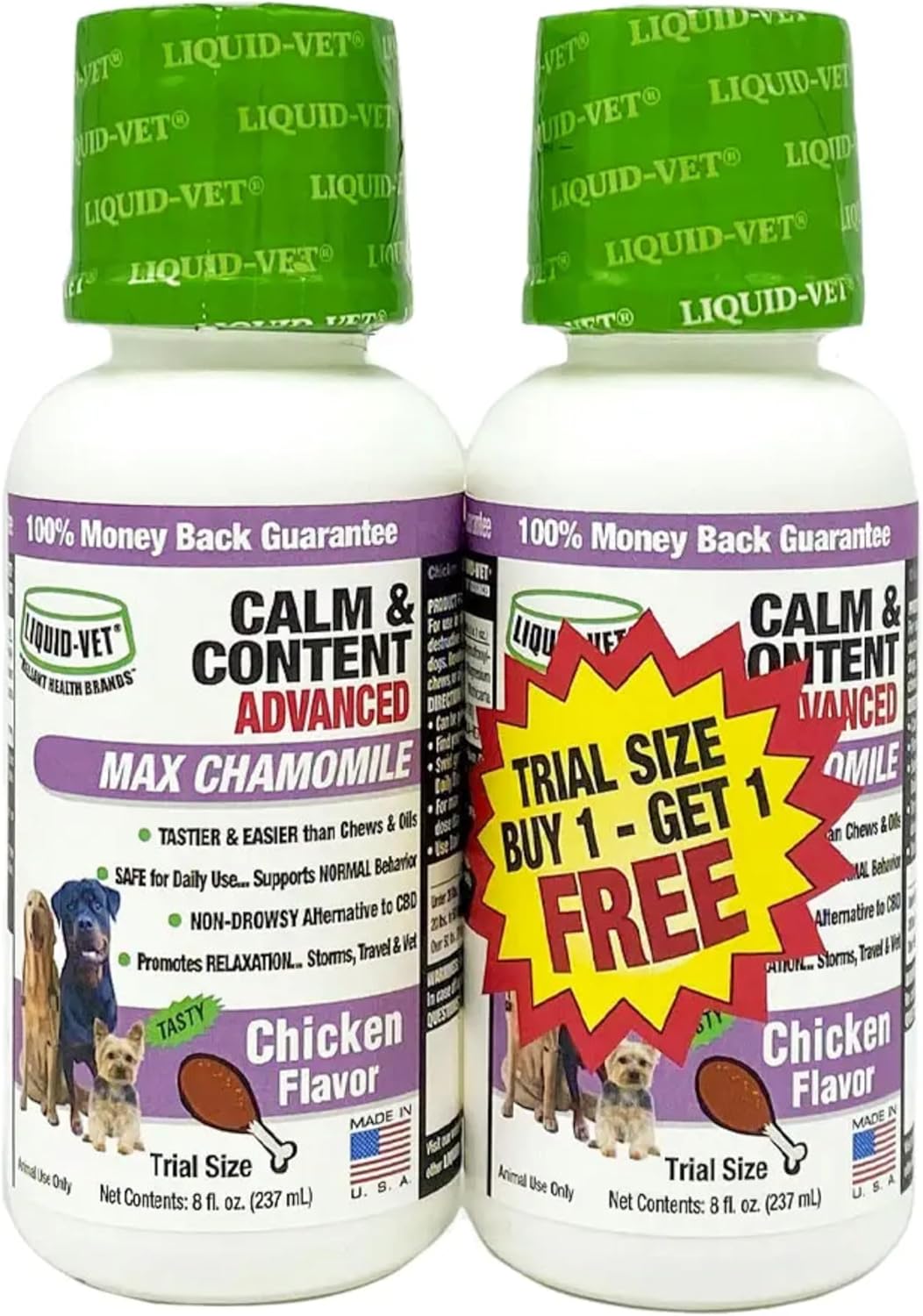 LIQUID-VET Premium Calming Dog Supplements - All Dog Essentials with Chamomile for Skin & Coat Support - Ideal for Large Breeds, Puppies, and Overall Wellness