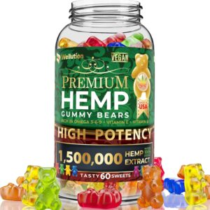 WELLUTION Hemp Gummies – High Potency 1,500,000 MCG – Natural Fruity Bear for Relaxation and Peace - Fast-Acting - Gluten Free - 60ct