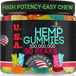 Hemp Gummies for Sleep and Calm, Peace and Relaxation, Fruity Flavors Hempoil Candy, Natural Hemp Oil Gummy Bears Edibles-Made in USA-90 Bears