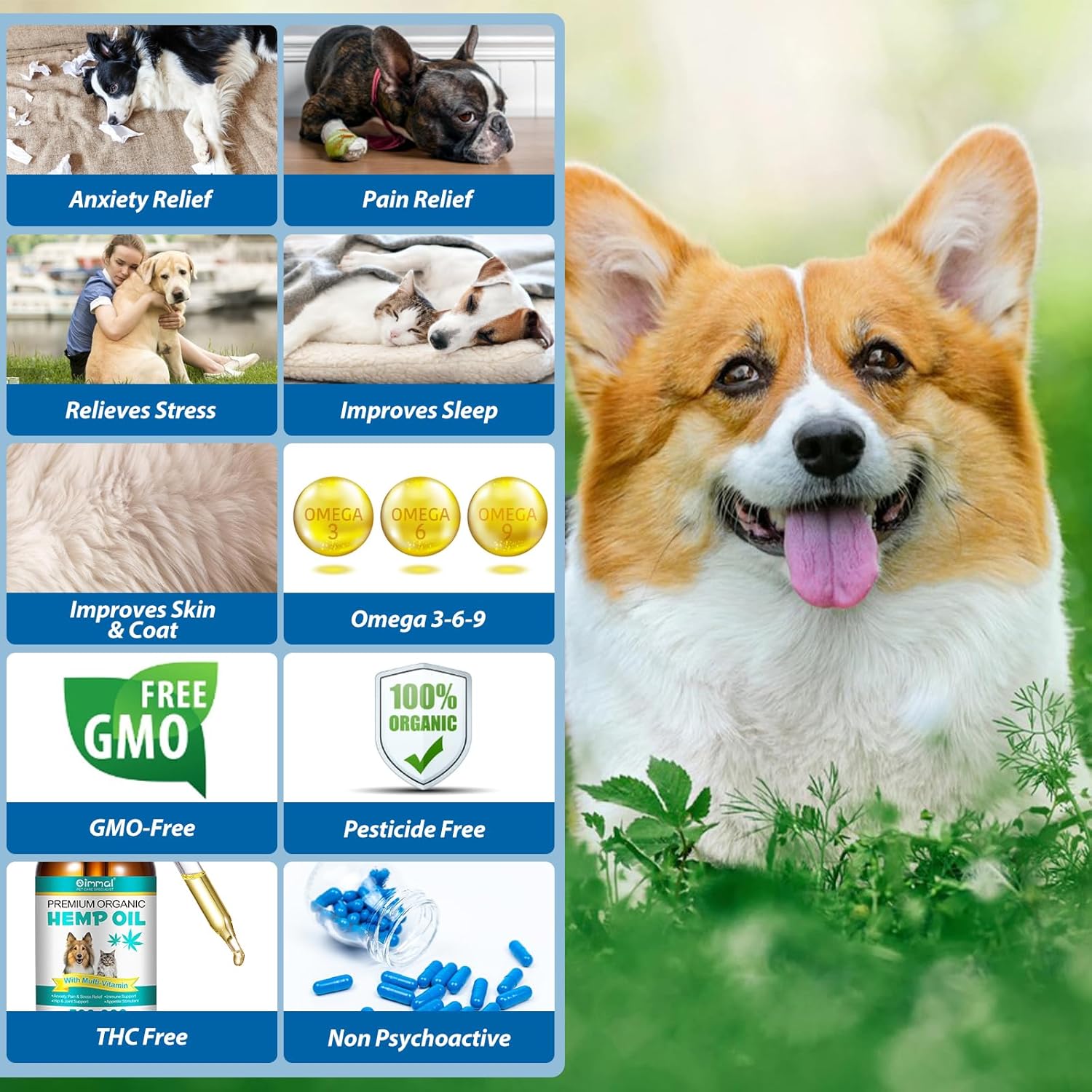 Pet Oil for Dogs and Cats Anxiety Stress Pain Relief Joint Hip Аrthritis Sleep Aid Calming Oil Drop Improves Skin & Coat, Natural Extract Treats Dog Calming Oil 60ML - Image 3