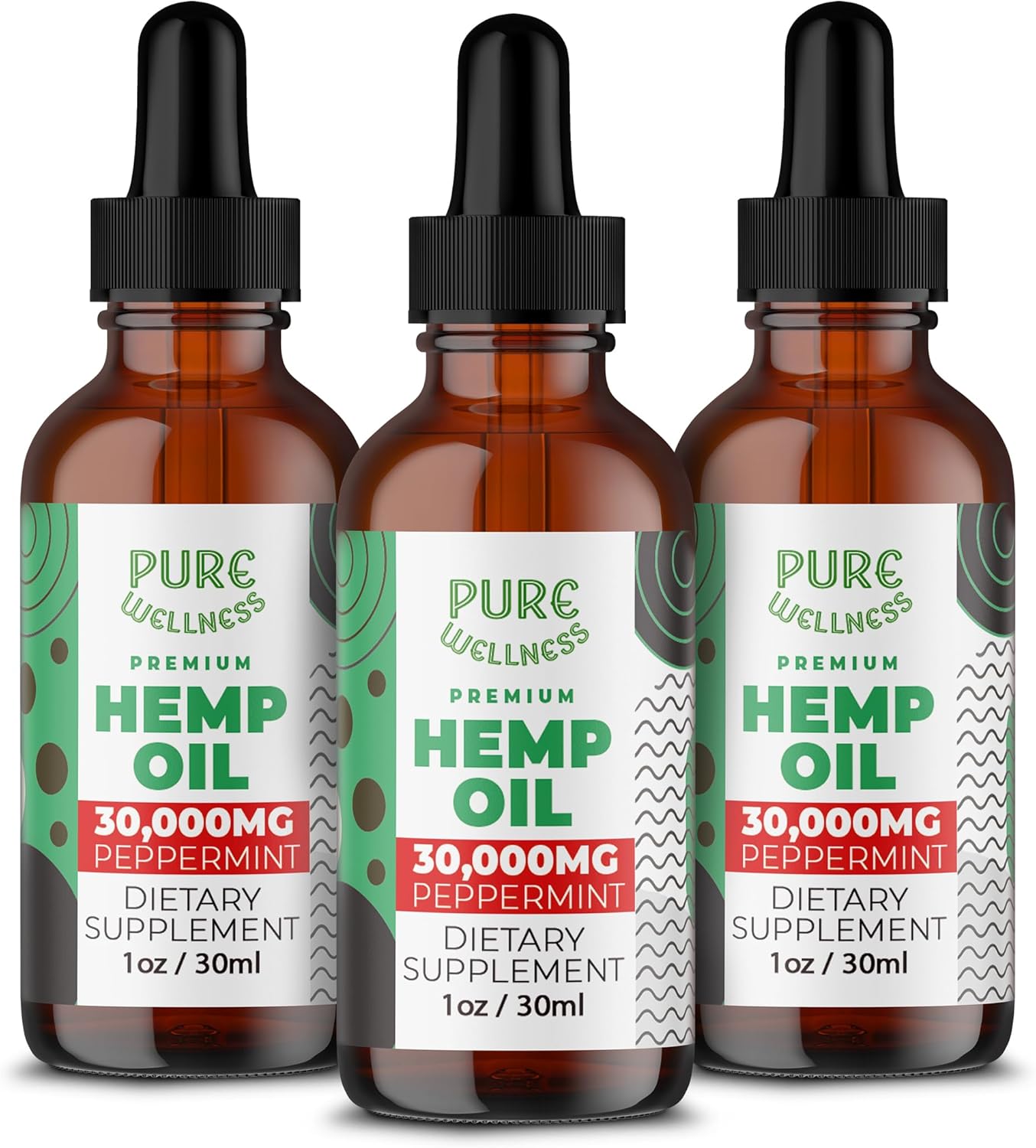 Organic Hemp Seed Oil (3 Oz), Peppermint Flavor, High Potency 30,000 mg - Helps in Natural Relief, Sleep, Relaxation & Mood, Transparent Hemp Oil Dosage, Non-Habit Forming - Non-GMO, Vegan