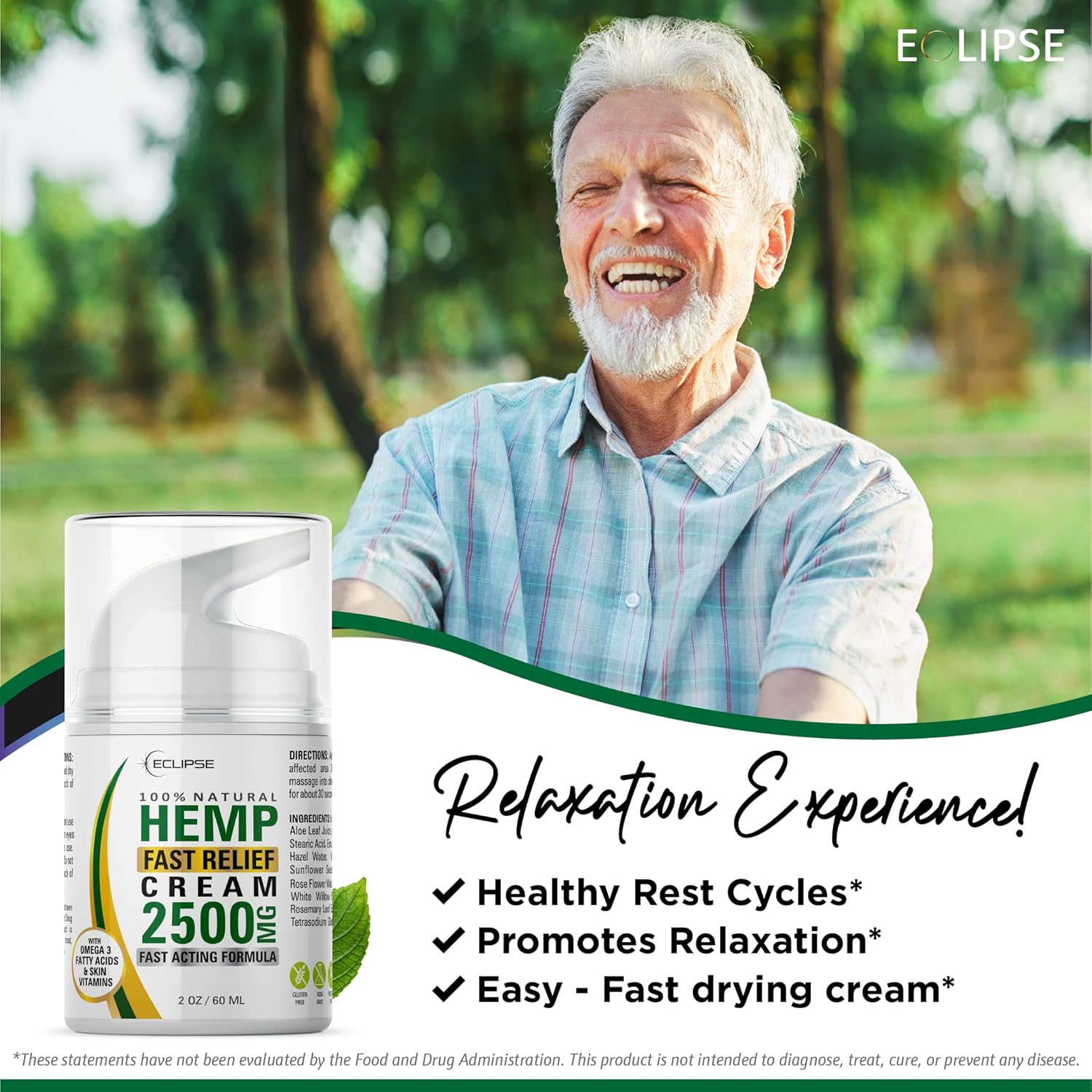 Hemp Cream by Eclipse - Natural Hemp Extract Cream - Made in USA - 2 Pack - Image 3