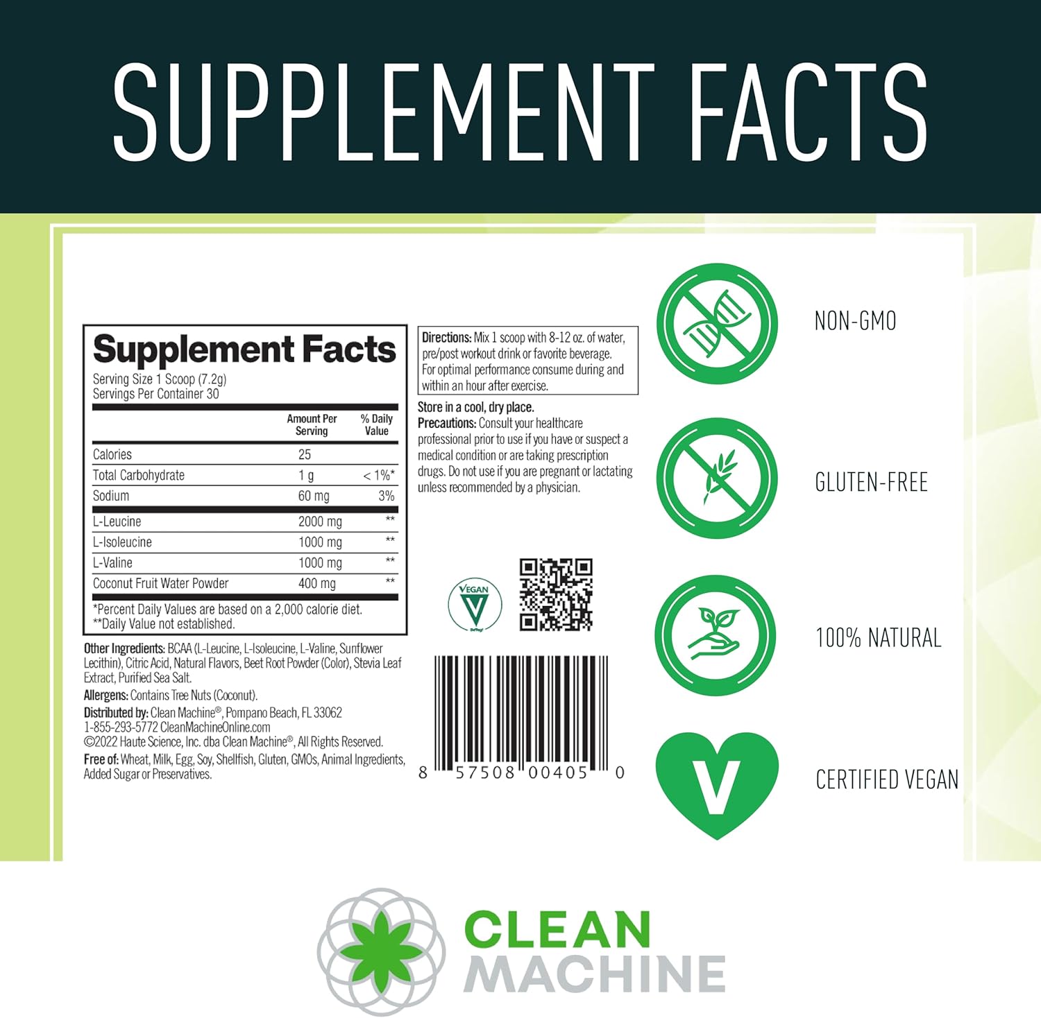 Clean BCAA - 2:1:1 Food Sourced BCAAs Powder & Coconut Water Electrolytes Recovery & Amino Energy Supplement - Award Winning Vegan Amino Acid Supplement - 30 Servings (30, Fruit Punch) - Image 4
