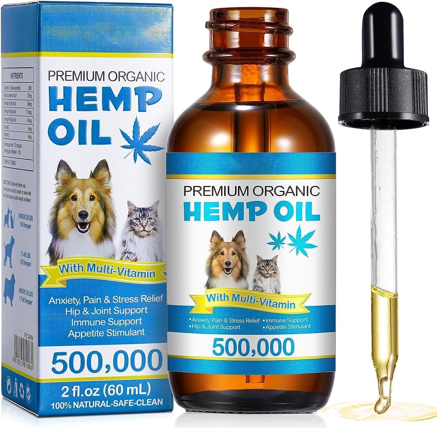 Oil for Dogs & Cats 60ML,Pet Oil for Pain,Skin,Arthritis Pain,Pain Relief,Calming,Omega 3,6,9 for Dog Emotions,Barking & Dog Joints,Supports & Maintains Healthy Joints (1 Pack, Blue)