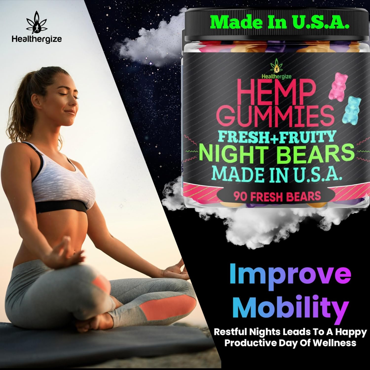 Hemp Gummies for Sleep-Calm Relaxation Fruity Gummy Bears Edibles, Restful Bedtime-Natural Hemp Oil Omega Candy-Made in USA-90 Count - Image 5