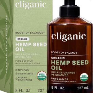 Cliganic Organic Hemp Seed Oil For Skin, Face & Hair - 100% Pure Cold Pressed Natural Unrefined