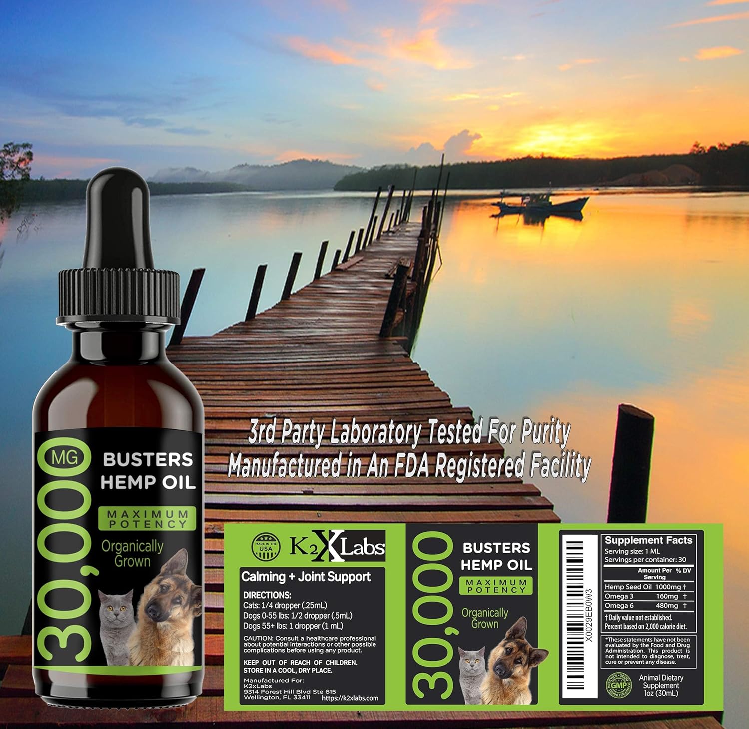 Busters Organic Hemp Oil 2Pack, 2Months Supply Treats for Dogs and Cats Perfect Ratio Omega 3 and 6 Made in USA Hip and Joint Health, Natural Relief, Calming - Image 2