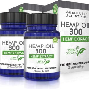 Absolute Nutrition Hemp Oil Capsules 2 Pack 60ct - 100% Organic Hemp Capsules - Rich in Omega Fatty Acids 3 6 9 - Grown and Made in USA - with MCT Oil