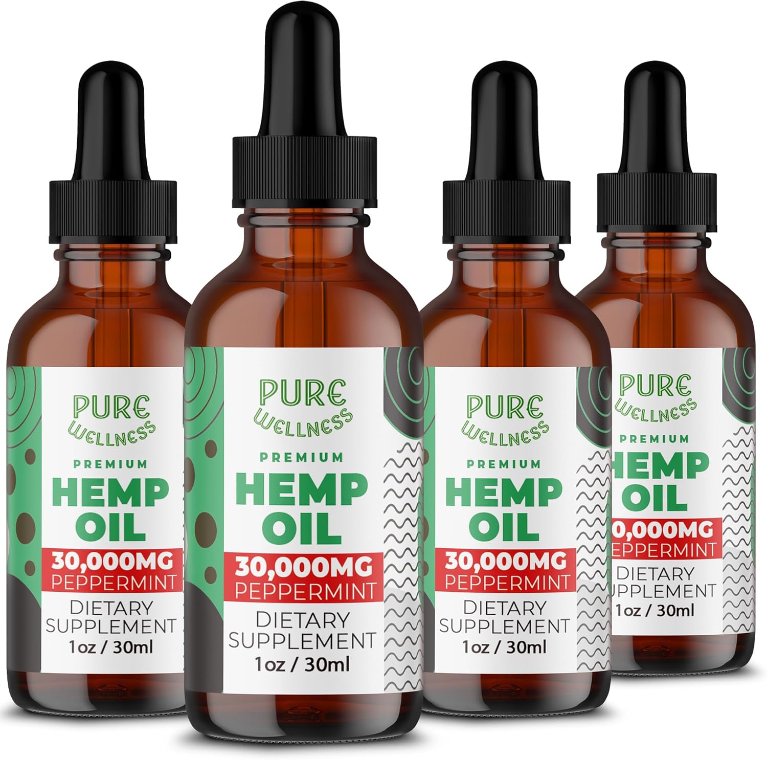 Organic Hemp Seed Oil (4 Oz), Peppermint Flavor, High Potency 30,000 mg - Helps in Natural Relief, Sleep, Relaxation & Mood, Transparent Hemp Oil Dosage, Non-Habit Forming - Non-GMO, Vegan