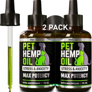 (2 Pack) Hemp Oil for Dogs and Cats - Helps Pets with Anxiety, Pain, Stress, Sleep, Arthritis, Seizures Relief - Cat Anxiety Relief - Omega 3-6-9 - Pet Hemp Oil Drops Treats - Hip and Joint Support