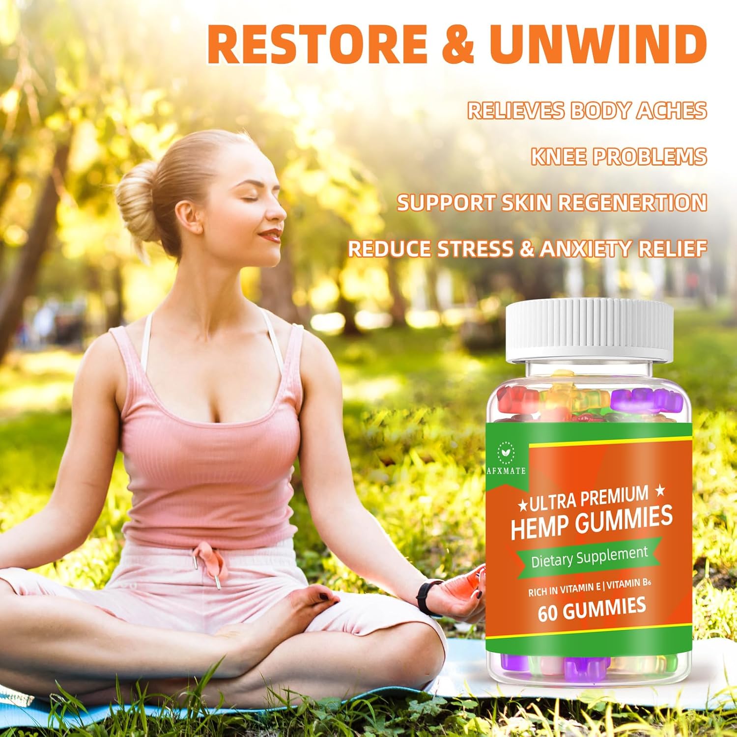 (2 Pack) Hemp Gummies, Fruity Edibles Gummy Advanced 100% Natural High Potency Hemp Seed Extract Gummies - 120 Gummies - Image 3