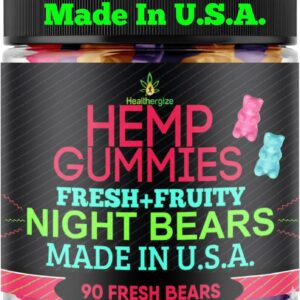 Hemp Gummies for Sleep-Calm Relaxation Fruity Gummy Bears Edibles, Restful Bedtime-Natural Hemp Oil Omega Candy-Made in USA-90 Count