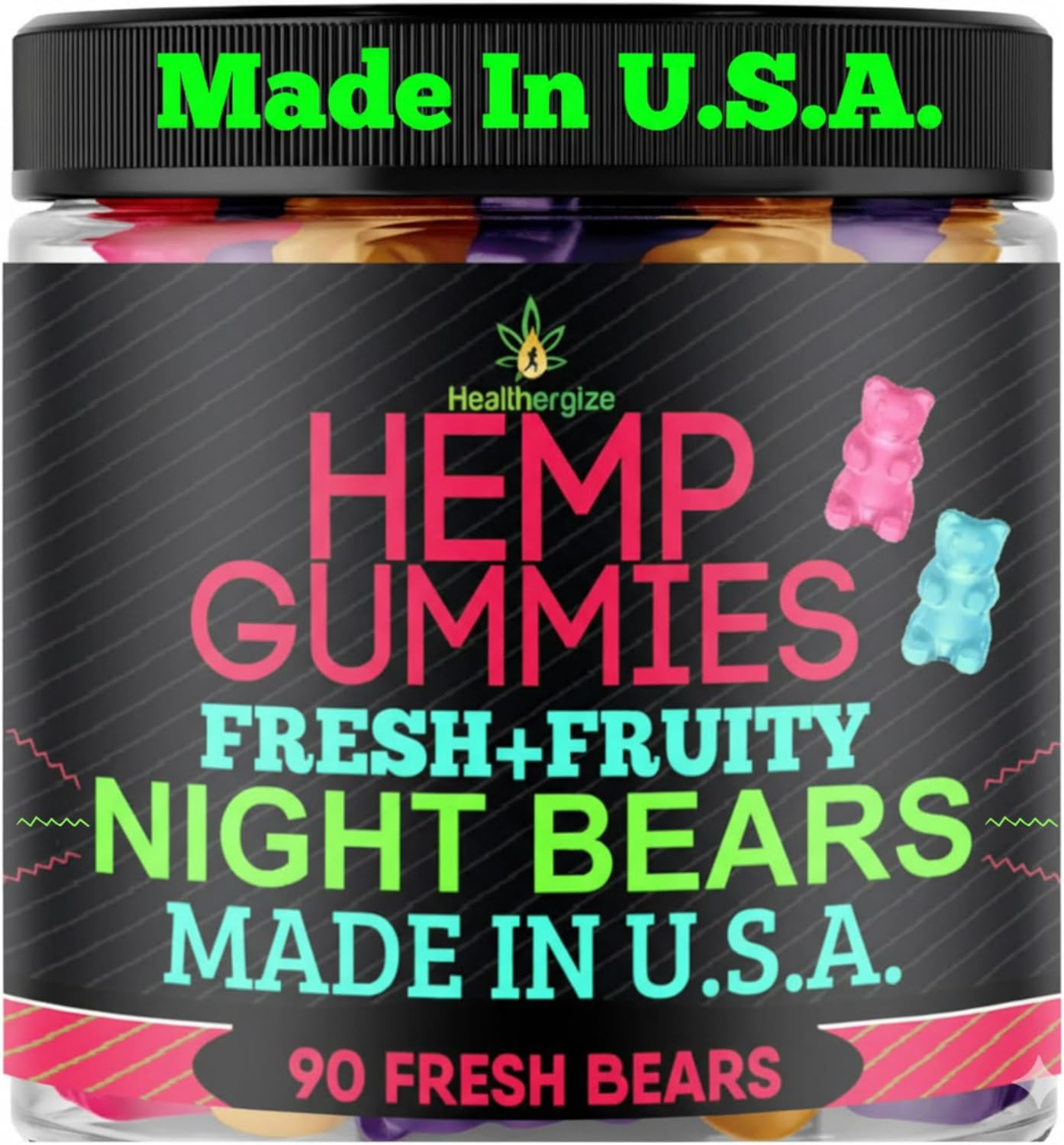 Hemp Gummies for Sleep-Calm Relaxation Fruity Gummy Bears Edibles, Restful Bedtime-Natural Hemp Oil Omega Candy-Made in USA-90 Count