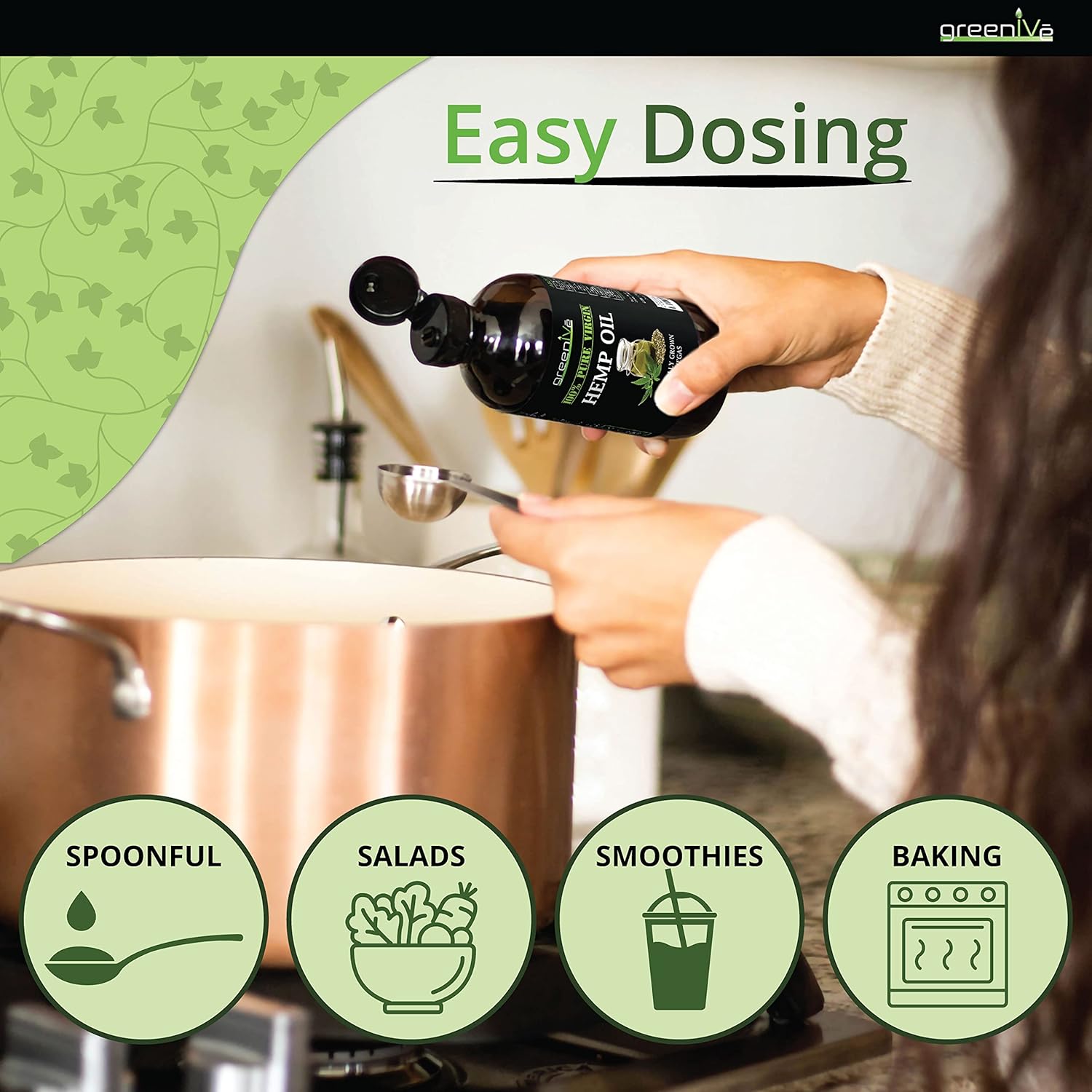 GreenIVe Hemp Oil, 32oz Bottle (946mL), Natural Hemp Seed Oil, Cold-Pressed, Vegan, Non-GMO, Bottled in USA - Image 6