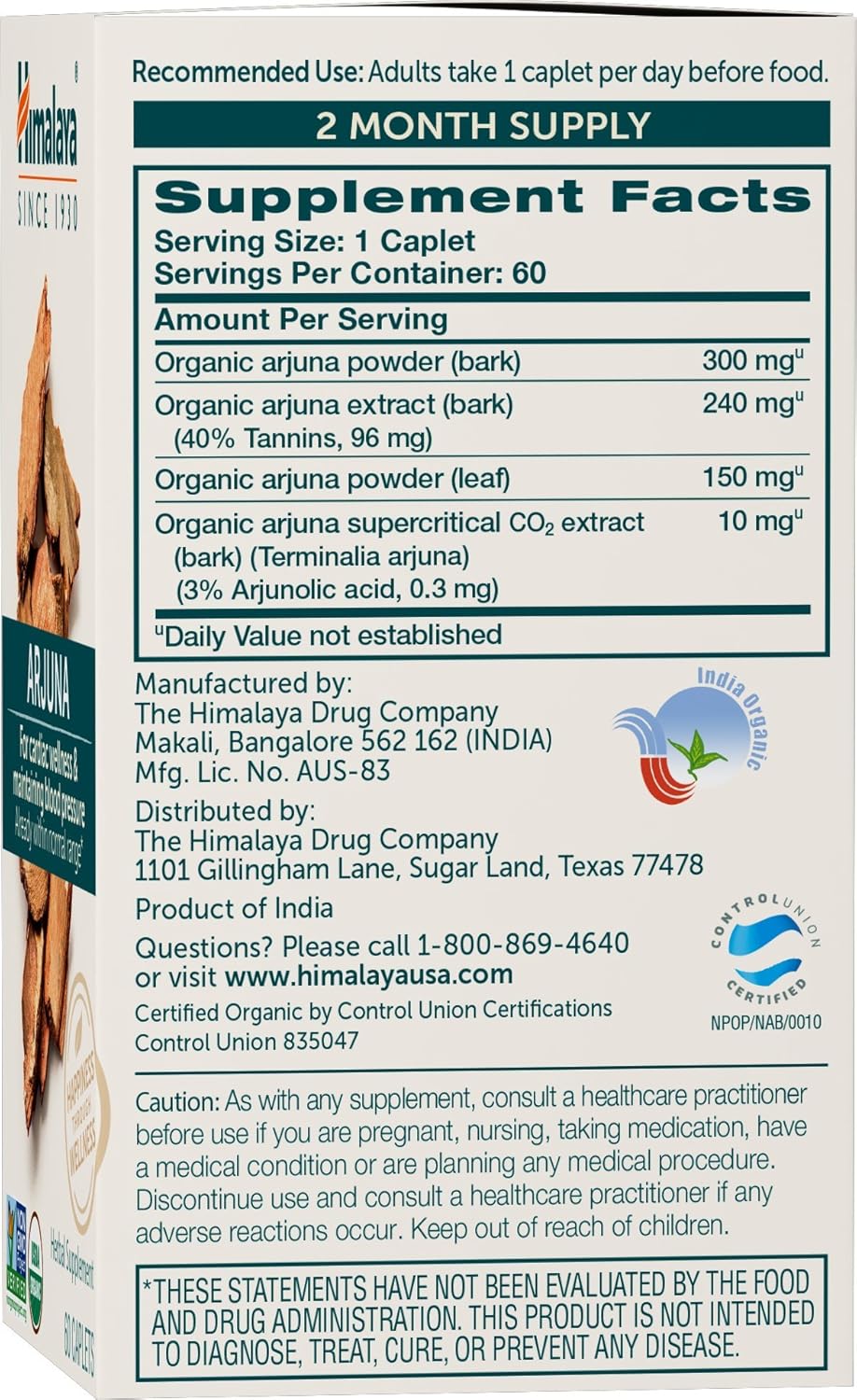 Himalaya Organic Arjuna, 60 Day Supply - Herbal Supplement Supporting Heart Health and Normal Blood Pressure - USDA Organic, Vegan, Non-GMO, Gluten Free, 700 mg, 60 Caplets - Image 2