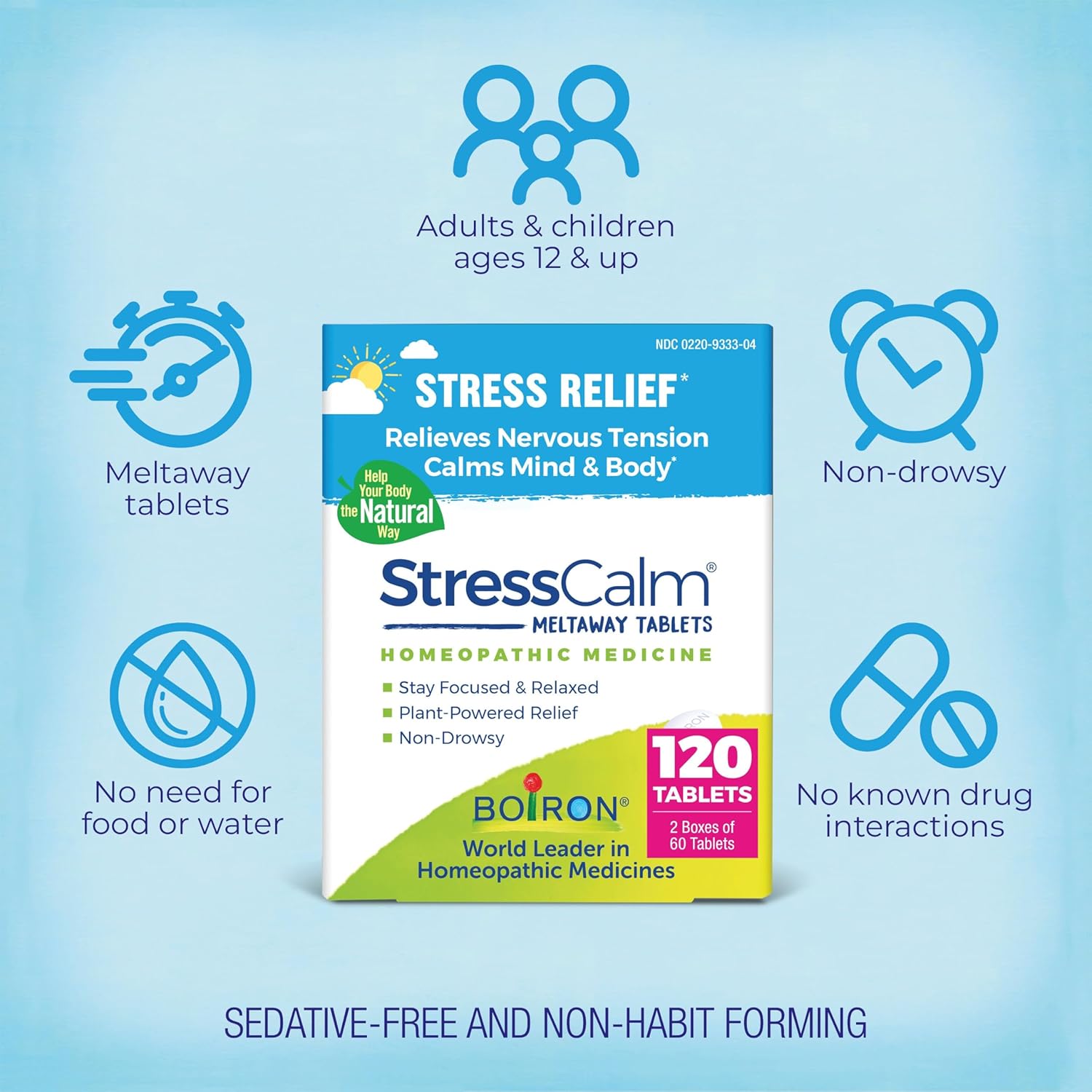 Boiron StressCalm Tablets for Relief of Stress, Anxiousness, Nervousness, Irritability, and Fatigue - 120 Count (2 Pack of 60) - Image 3