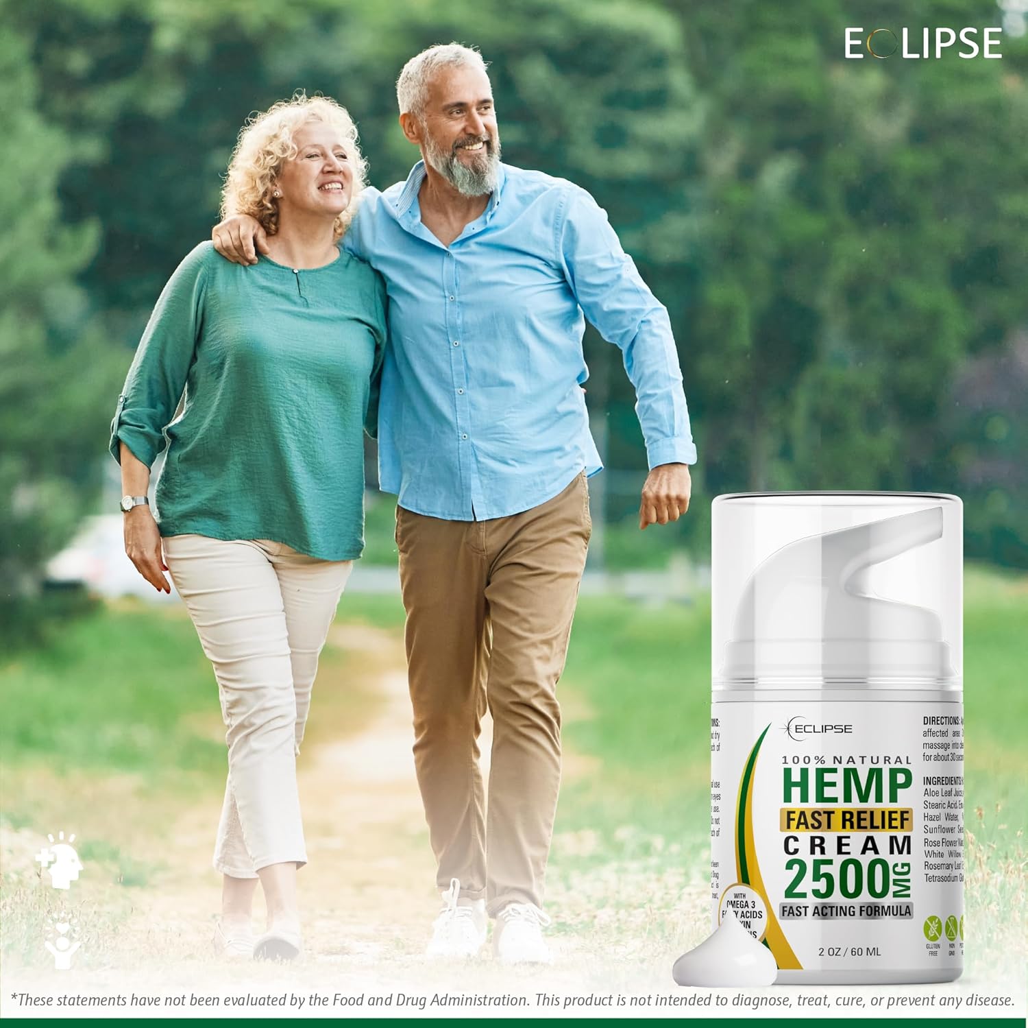Hemp Cream by Eclipse - Natural Hemp Extract Cream - Made in USA - 2 Pack - Image 2