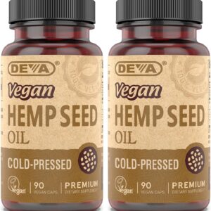 DEVA Vegan Virgin Hemp Seed Oil Capsules 2-Pack – Cold-Pressed, Unrefined, 90 Count Ea