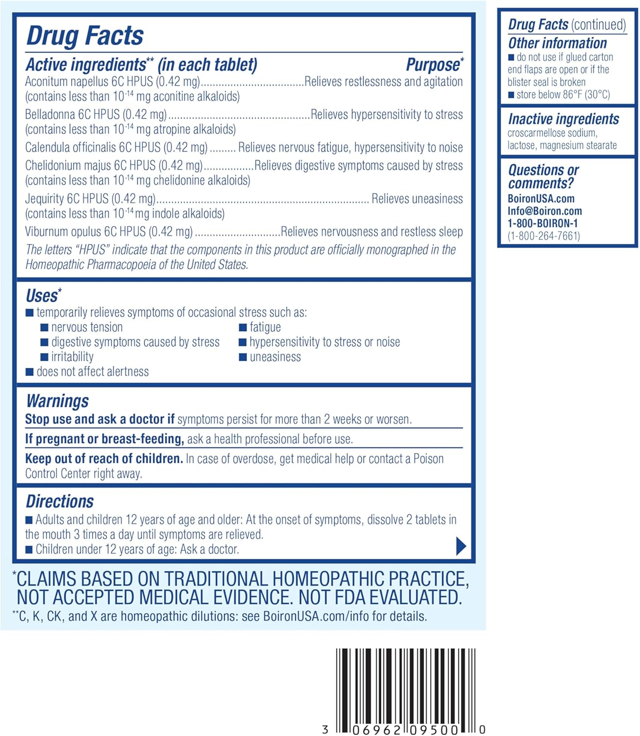 Boiron StressCalm Tablets for Relief of Stress, Anxiousness, Nervousness, Irritability, and Fatigue - 120 Count (2 Pack of 60) - Image 8