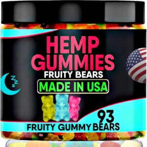 Hemp Gummies Edibles for Relaxation-Calm and Peace Hempseed Oil Sleep Gummy Bears Candy-Made in USA-93 Count