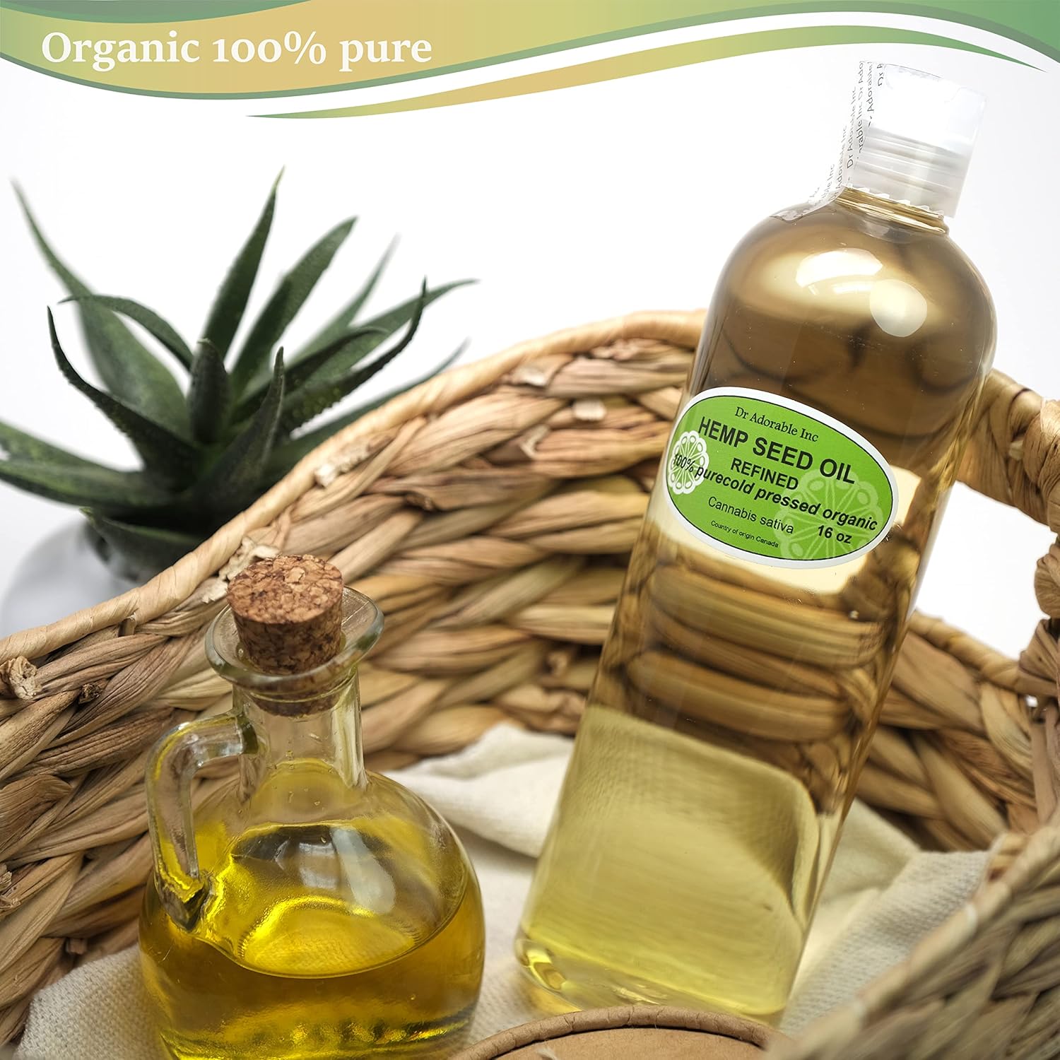 Dr Adorable - 16 oz - Hemp Seed Oil REFINED - 100% Pure Natural Cold Pressed Organic - Image 2