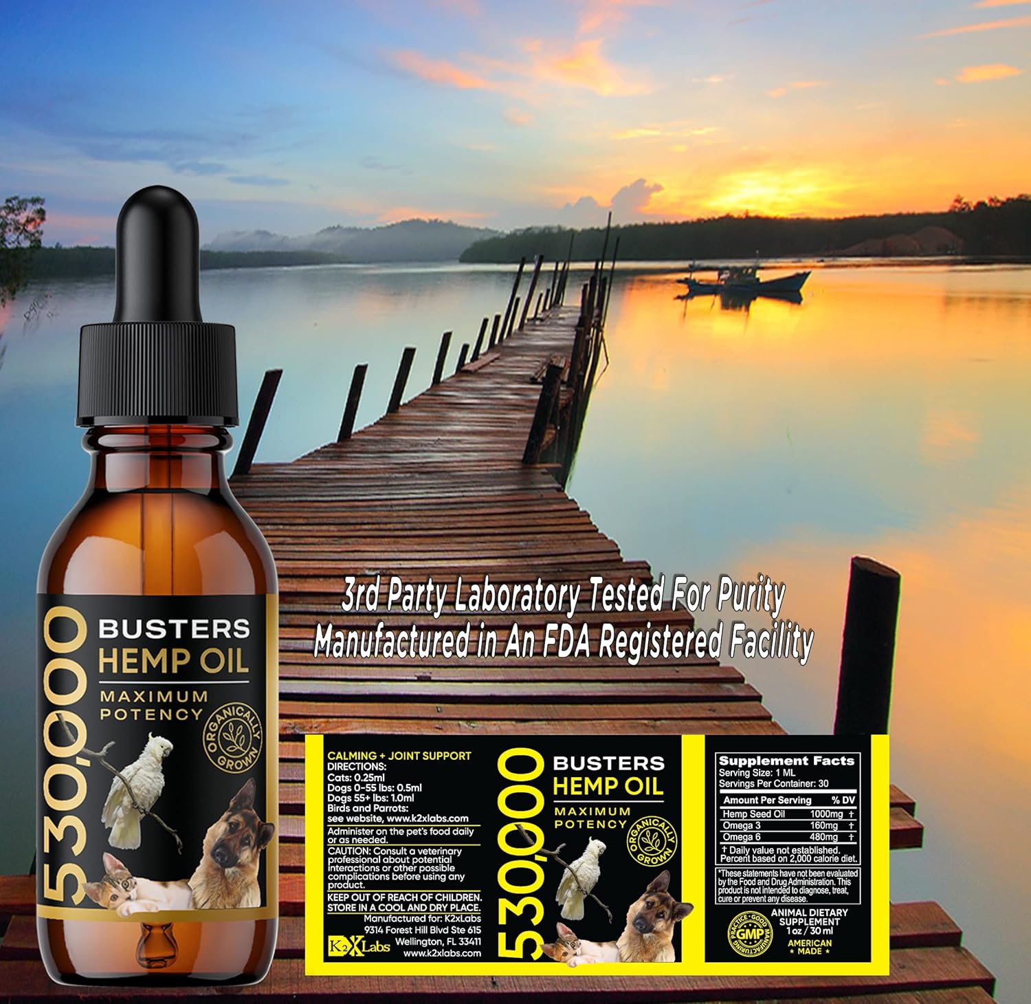 Buster's Organic Hemp Oil for Dogs and Pets, Made in USA - Miracle Formula, Perfectly Balanced Omega 3, 6, 9 - Joint Relief, Calming - Image 2