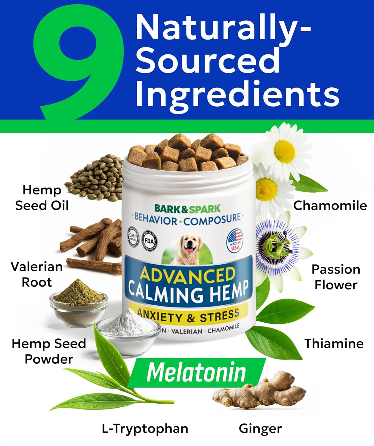 BARK&SPARK Advanced Calming Chews for Dogs - Hemp Chew + Melatonin - Anxiety Relief - Sleep Aid - Relaxing Treats - Stress Relief During Fireworks, Storms, Thunder, Barking - Image 4