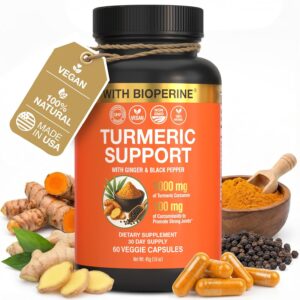 Sleeve Stars Turmeric Curcumin Supplement with Ginger & Black Pepper Bioperine, Joint Supplements for Men & Women, Joint Support & Inflammation Relief, Non-GMO Gluten-Free & Vegan, 1000mg 60 Cap