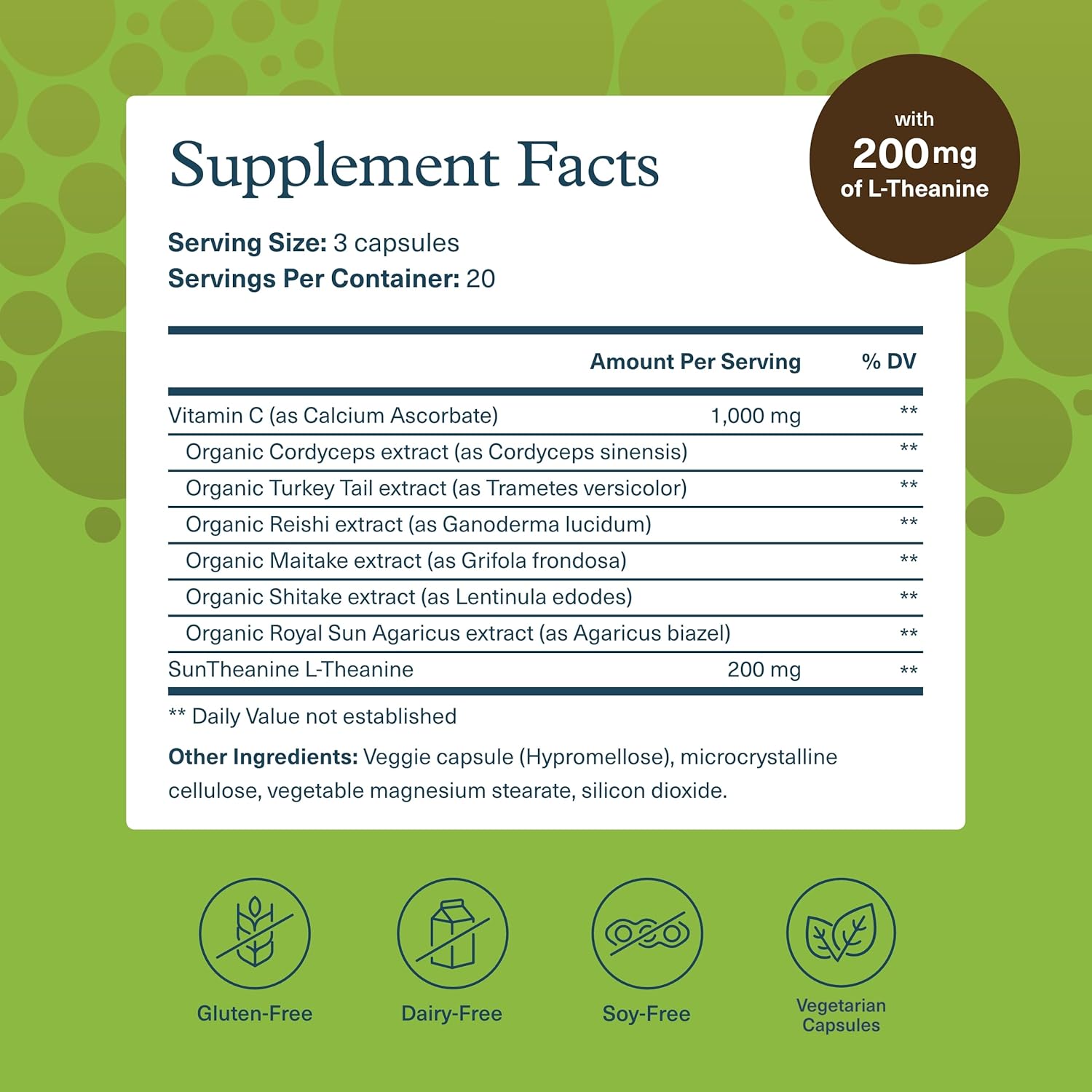 Youtheory Mushroom Stress Complex, Organic Full-Spectrum Mushrrom with L-Theanine, Help Reduce Stress and Promotes Mental Calmness, 60 Vegetarian Capsules - Image 2