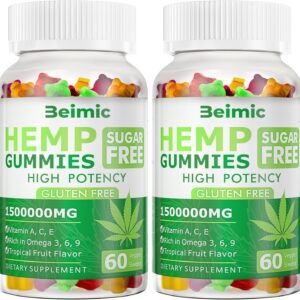 Naturals Fruit Hemp Gummies 1,500,000mg High Strength - Natural Oil Infused Gummies Great for Peace & Relaxation,America's #1 Favorite Hemp Gummy Brand! 60 Gummies-(Pack of 2)