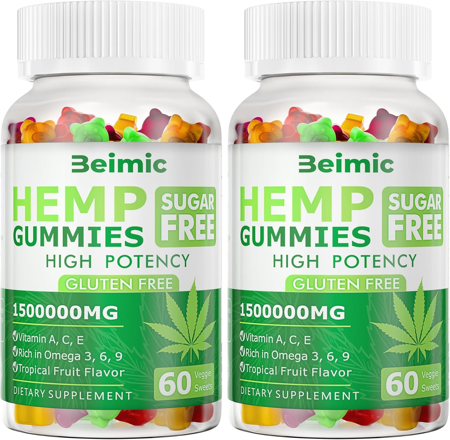 Naturals Fruit Hemp Gummies 1,500,000mg High Strength - Natural Oil Infused Gummies Great for Peace & Relaxation,America's #1 Favorite Hemp Gummy Brand! 60 Gummies-(Pack of 2)