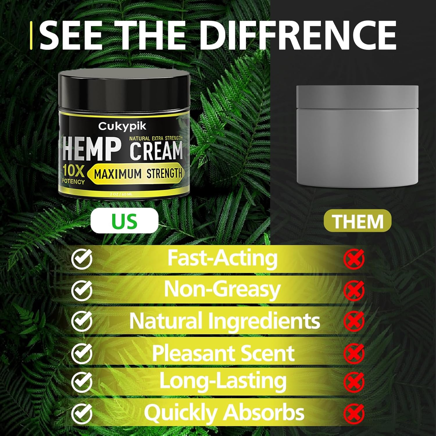 2 Pack Hemp Cream - Hemp Oil & Arnica Cream,All Natural Instant Menthol 2oz - Image 2