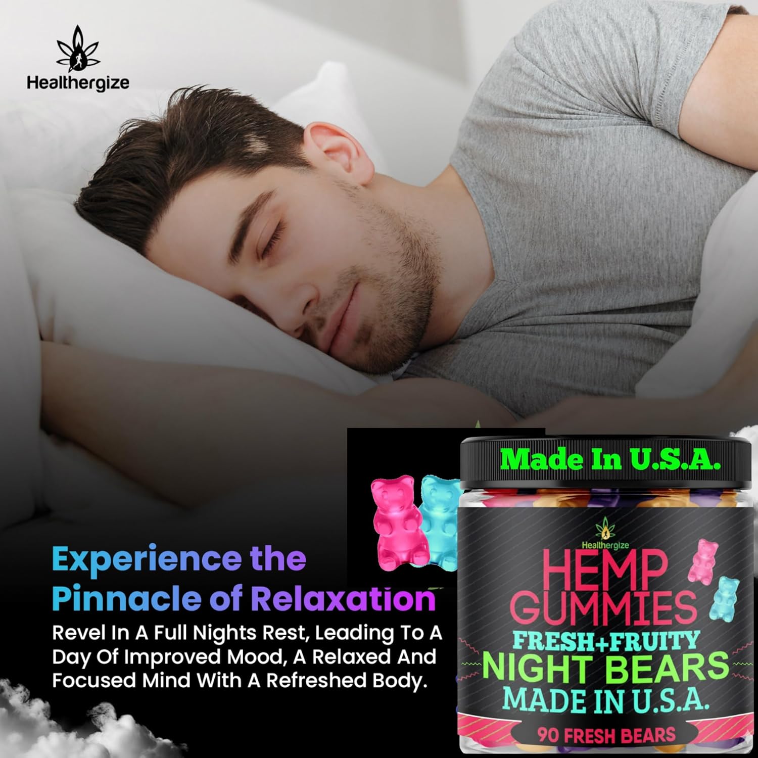 Hemp Gummies for Sleep-Calm Relaxation Fruity Gummy Bears Edibles, Restful Bedtime-Natural Hemp Oil Omega Candy-Made in USA-90 Count - Image 7