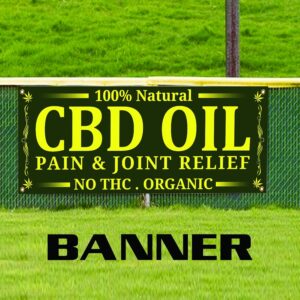 24" x 72" CBD Oil Organic Pain & Joint Relief Vinyl Store Shop Indoor Outdoor Advertising w/Grommets Easy to Hang Business Promotion Banner Sign