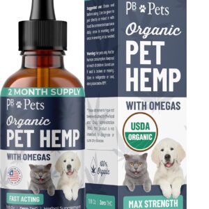Organic Hemp Oil for Dogs and Cats - Liquid Supplement for Calming, Hip & Joint Support, and Overall Wellness - Made in USA